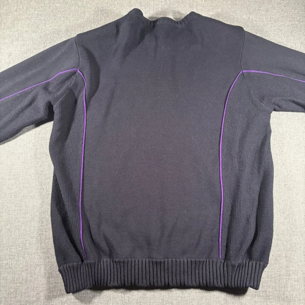 Vintage 90s FedEx Full Zip Cardigan Men Large Black Purple Stan Herman Logo Knit